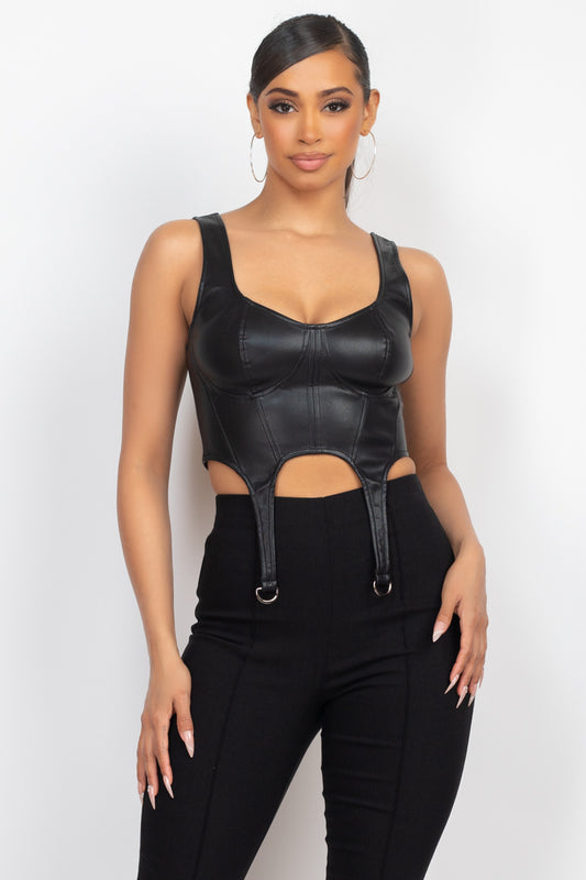 D-ring Sweetheart Bustier Leather Top