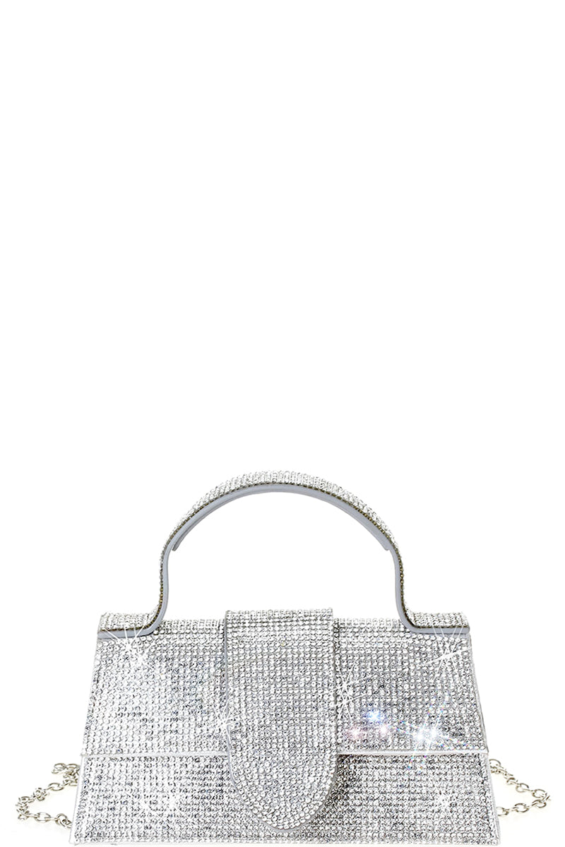 Rhinestone Allover Chic Design Handle Bag