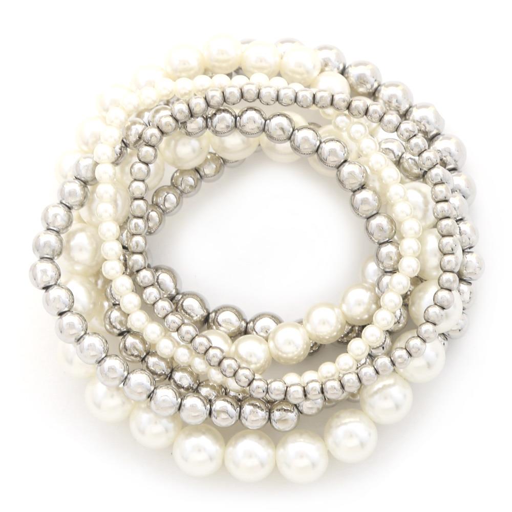 Pearl Ball Bead Bracelet Set